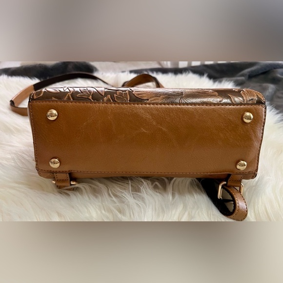 Mellow World Shia 3D Embossed Floral Convertible Shoulder Bag/Backpack in Cognac - Picture 5 of 7